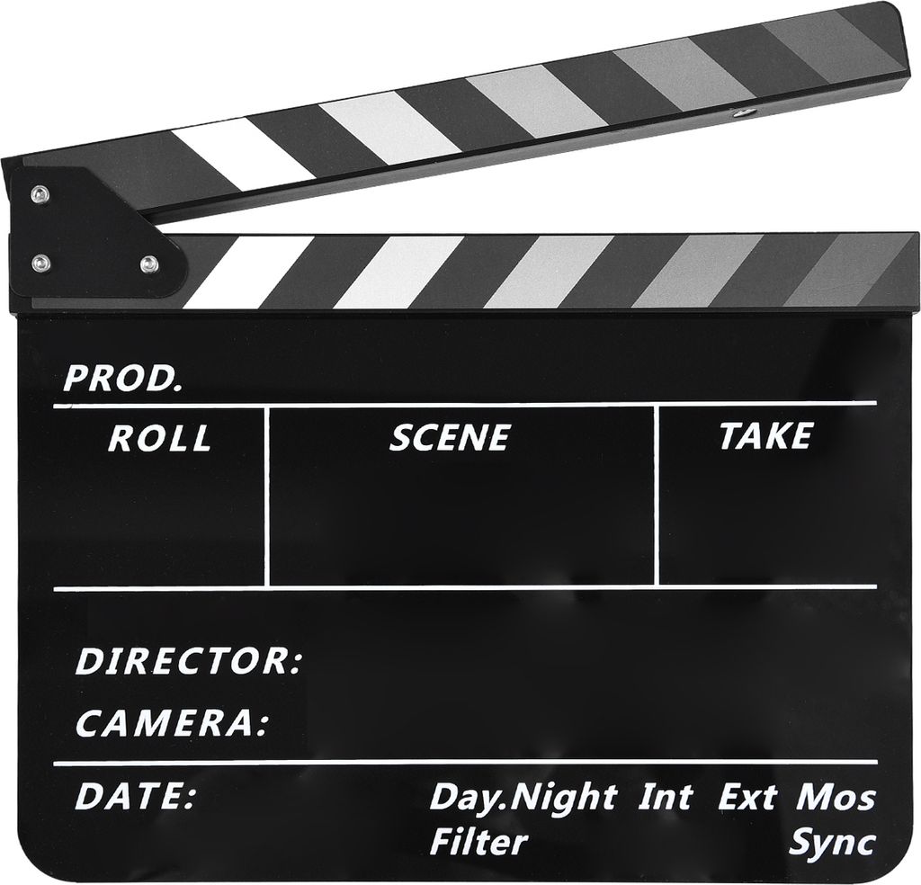 Acryl Filmklappe Filmklappe Film Regie Schiefer geschnitten Action-Szene Clapper Board Film Schiefer trocken abwischbar
