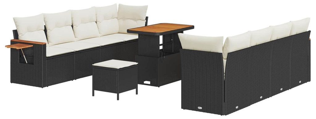 vidaXL Gartensofa-set 11 pcs Schwarz Poly-Rattan