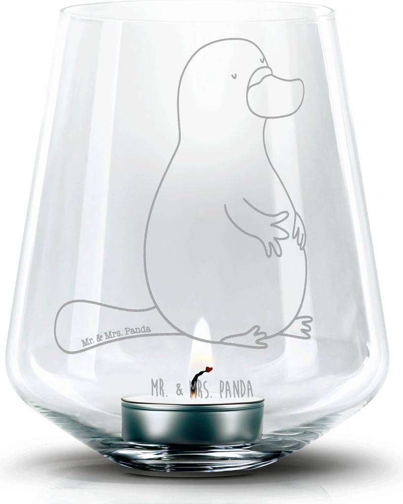 Mr. & Mrs. Panda gravur glas Schnabeltier Mut - Transparent Produktbild 