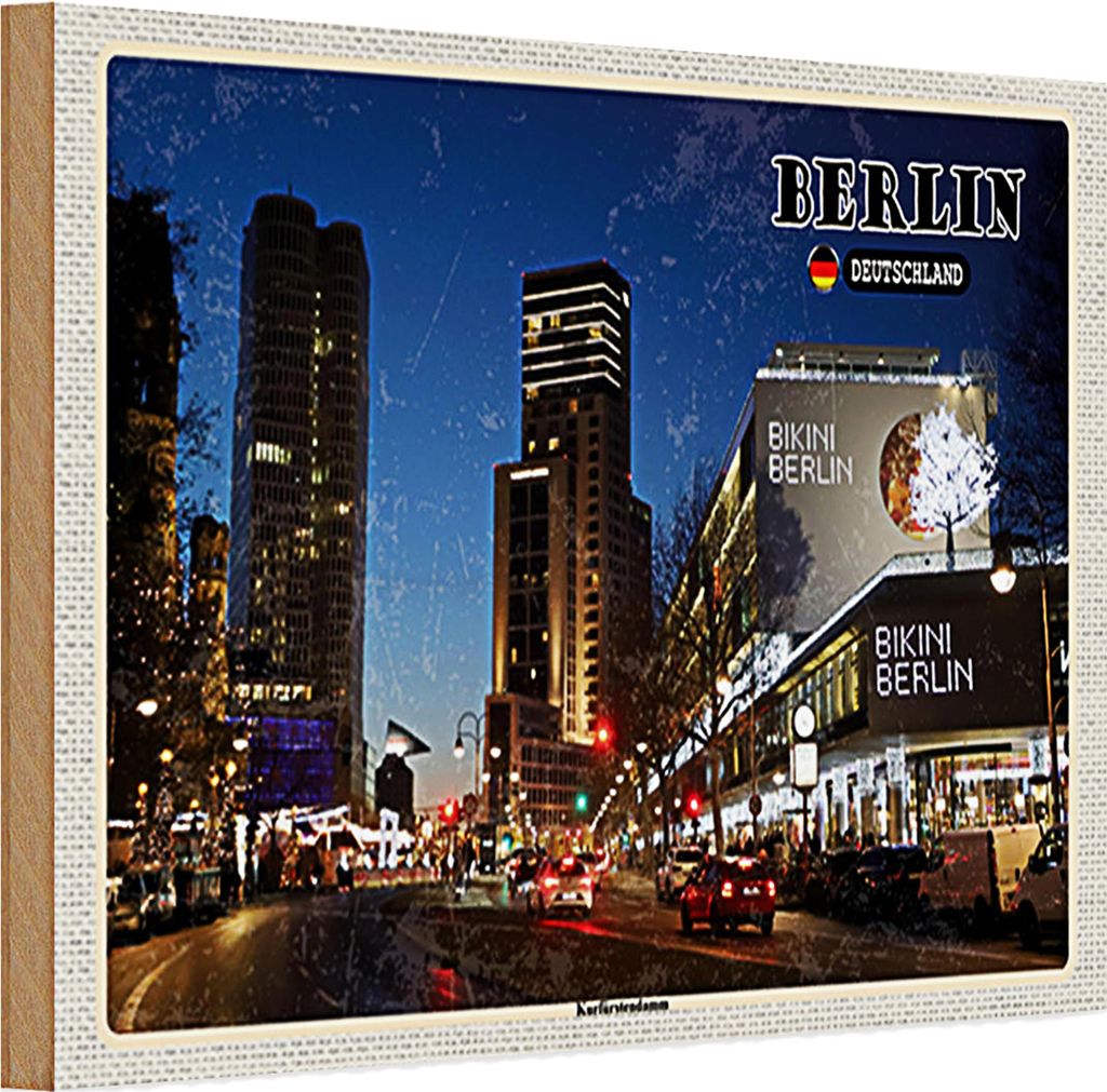 Holzschild Städte Berlin Deutschland Kurfürstendamm 30x20cm