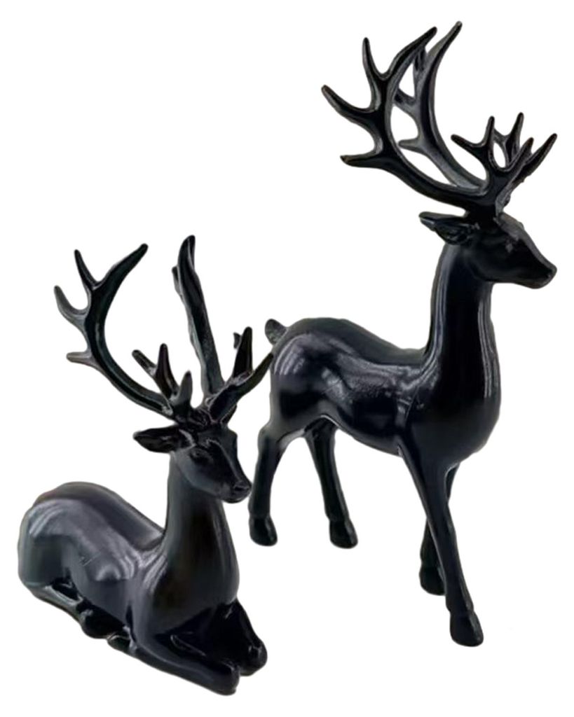 2/4 Stück Weihnachts-Rentierfiguren, stehend/sitzend, Elch-Silhouette, Hirschskulptur, Dekoration für Zuhause, Büro oder Schreibtisch