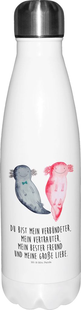 Mr. & Mrs. Panda Trinkflasche Axolotl Freundin - Weiß - Geschenk, Thermosflasche, trinkflaschen, Sportflasche, Liebe, Valentinstag, glücklich, Th...