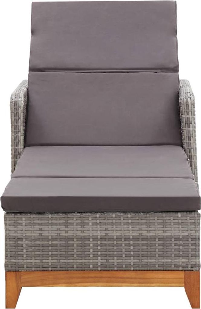 vidaXL Sonnenliege Poly Rattan und Massivholz Akazie Grau