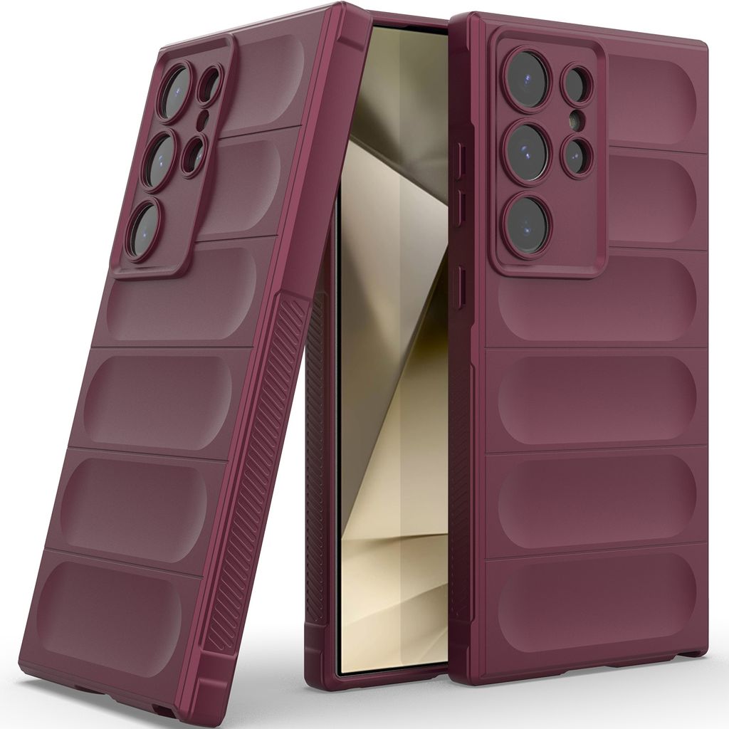Handyhülle für Samsung Galaxy S24 Ultra Weich TPU Silikon Stossfest Anti-rutsch Hülle bordeaux