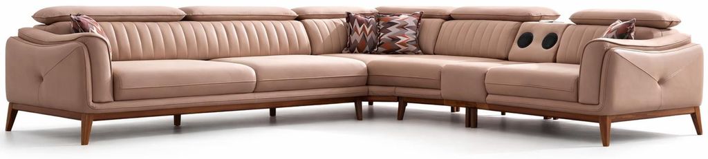 Ecksofa L-Form Modern Beige Designer-Sofa Elegant Komfortabel Stoff