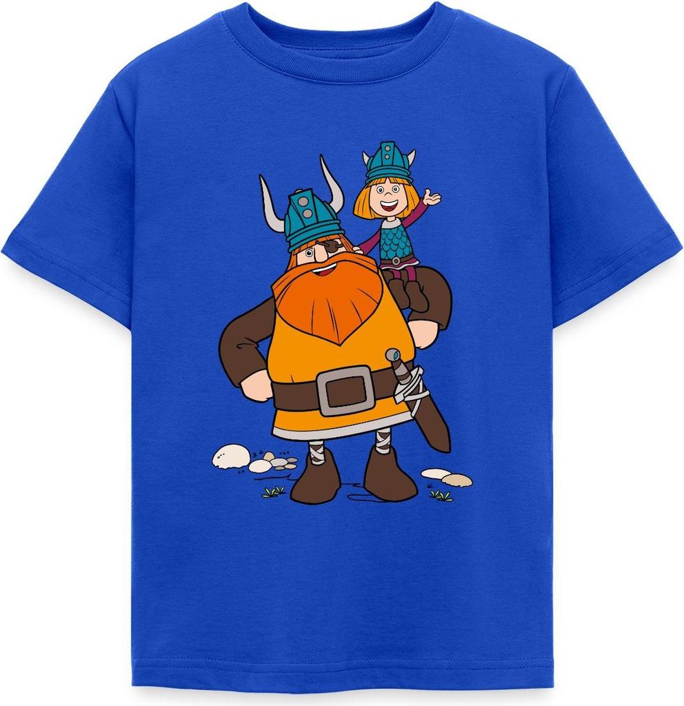 Spreadshirt Wickie Und Die Starken Männer Halvar Trägt Wickie Kinder T-Shirt, 98/104 (3-4 Jahre), Royalblau
