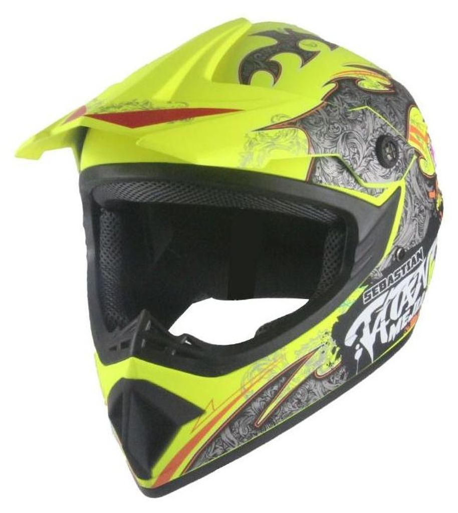 Crosshelm Helm Kinderhelm Motorradhelm Motocross Mejia Gelb Produktbild 