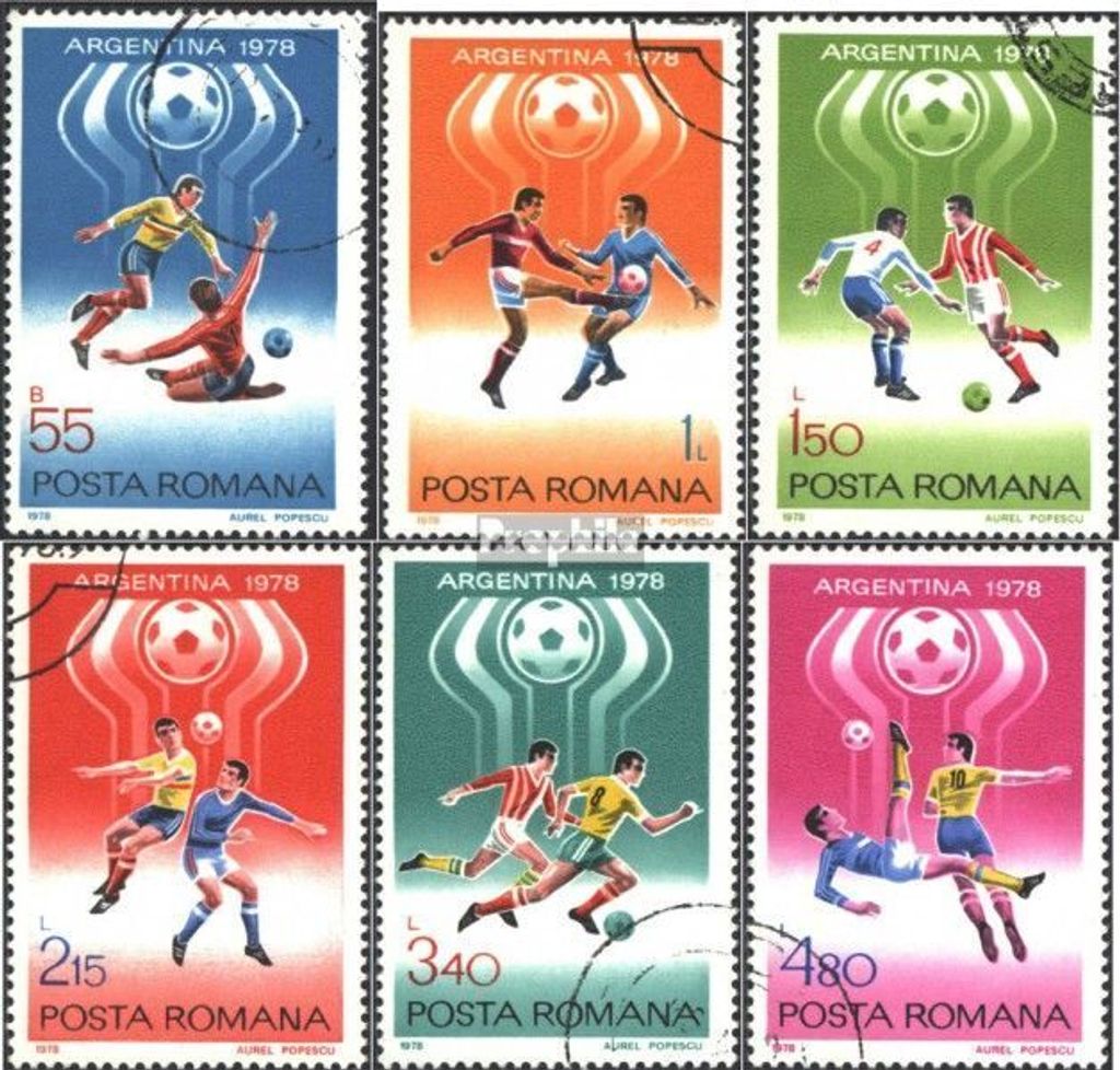 Briefmarken Rumänien 1978 Mi 3506-3511 (kompl.Ausg.) gestempelt Fußball-WM 78, Argentinien