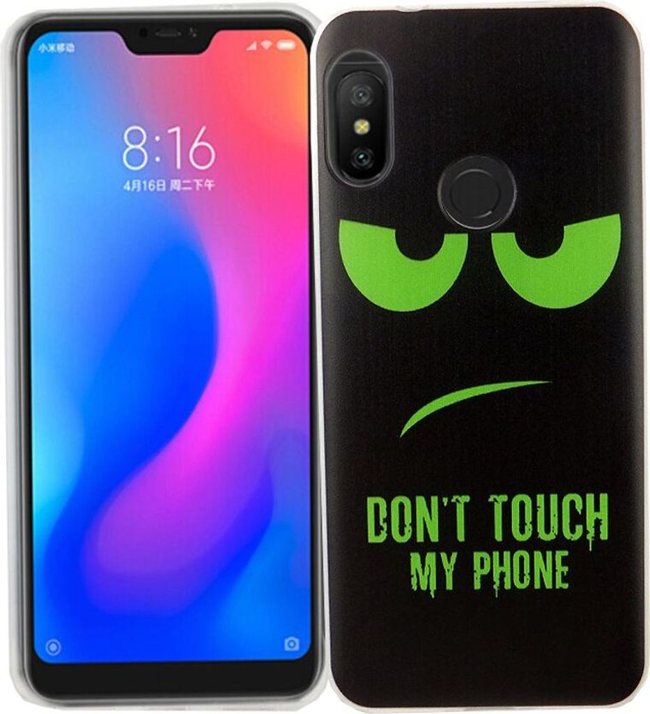 Xiaomi Redmi 6 Pro Handy Hülle Schutz-Case Cover Bumper Dont Touch My Phone Grün