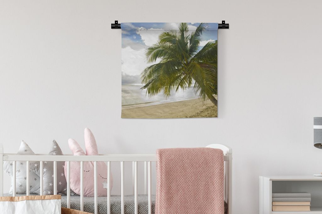 MuchoWow Wandteppich Wandbehang Palmen an der Küste 60x60 cm Tapisserie Dekoration Wandtuch - Dekorationen - Wand Decke