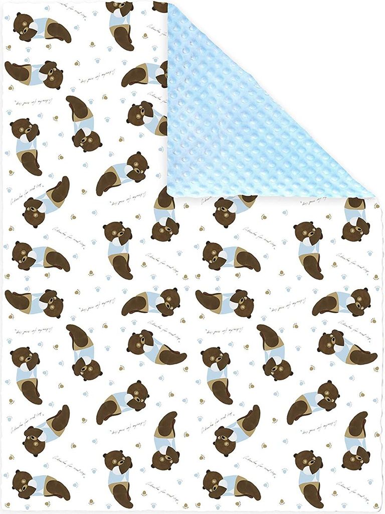 Cichowska for NeedSleep Babydecke Kuscheldecke -75x100 cm aus Minky und Baumwolle, Blau - Sleepy Bear