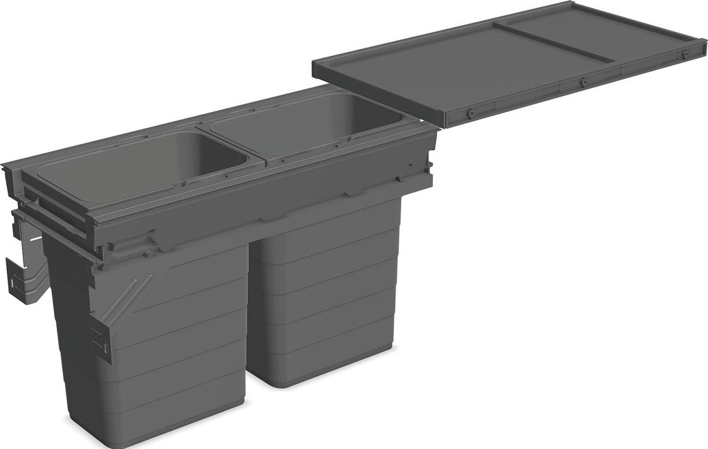 Ninka Mülltrennsystem Set eins2fünf - Einbaumülleimer 2 Fächer für KB 300/NL 500, grau