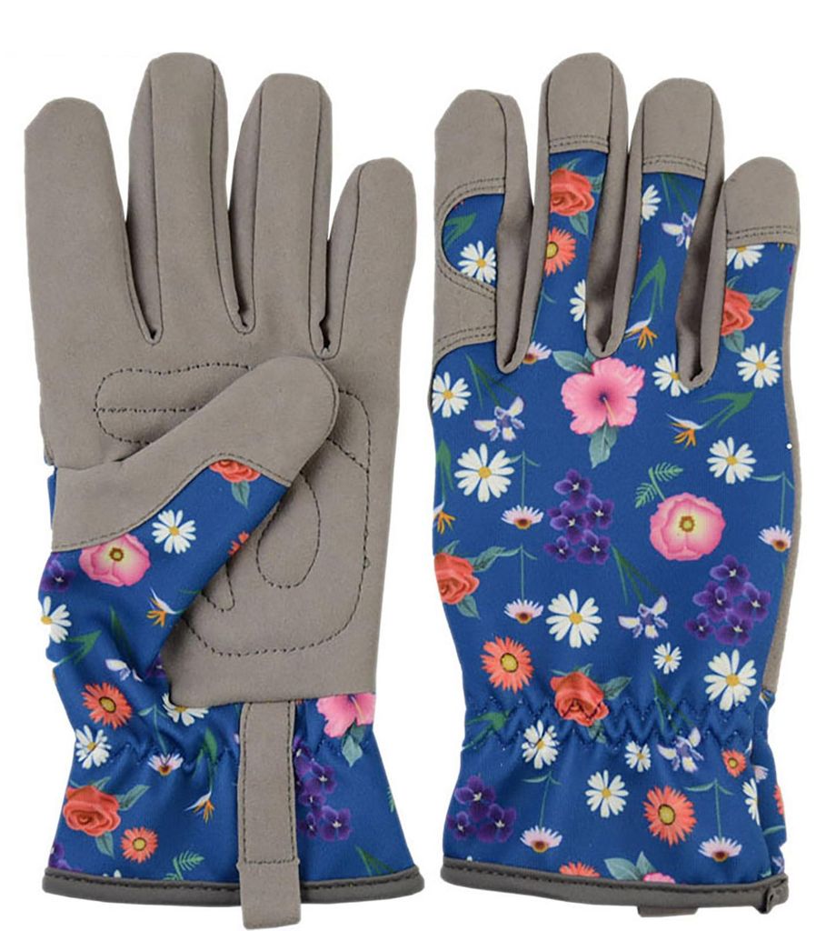 Paar Gartenhandschuhe, strapazierfähig, dornenfest, durchstichfest, atmungsaktiv, eng anliegend, Arbeitshandschuhe mit Blumenmuster, Größe L