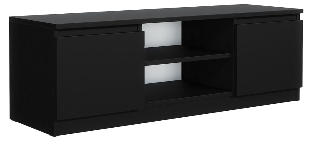 Masseno TV-Schrank NUDO 120 cm Fernsehschrank mit 2 Türen TV-Lowboard für Wohnzimmer Modern 120x39x38,5 cm Schwarz / Schwarz