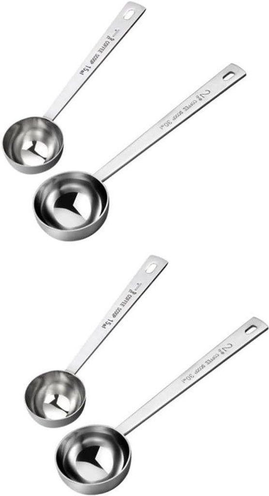 Metallisches Maßlöffel-Set - Kaffee- und Getränkelöffel - 15-30ml - Küchenhelfergerät - 4er-Pack - Edelstahl