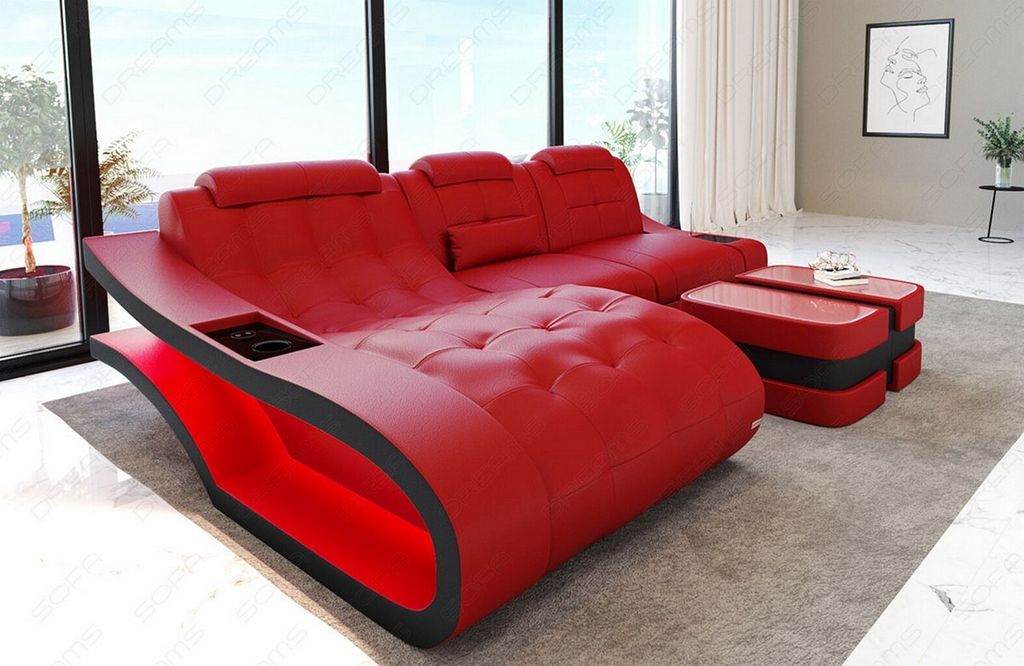 Ledersofa Elegante L Form Mini Kunst-Echtleder Mix
