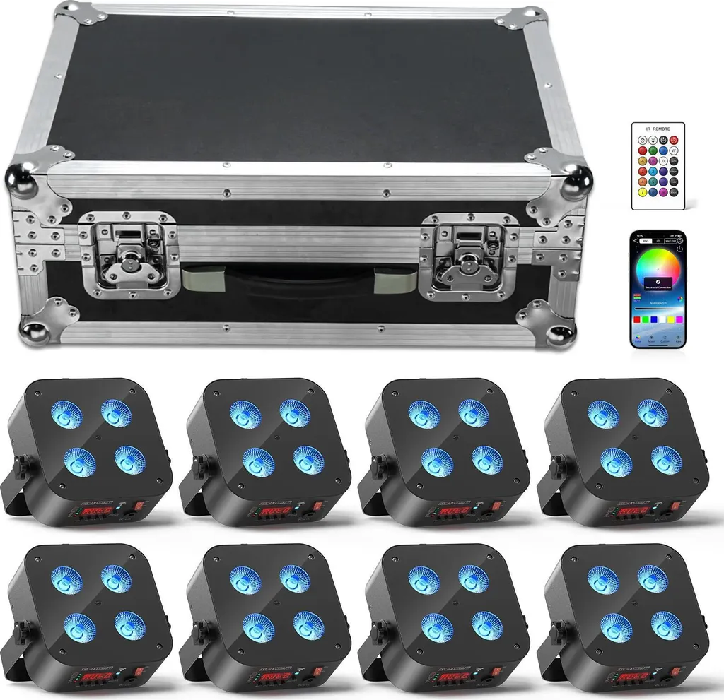 Flightcase de chargement pour 8 projecteurs PAR sans fil 4x18W Gris