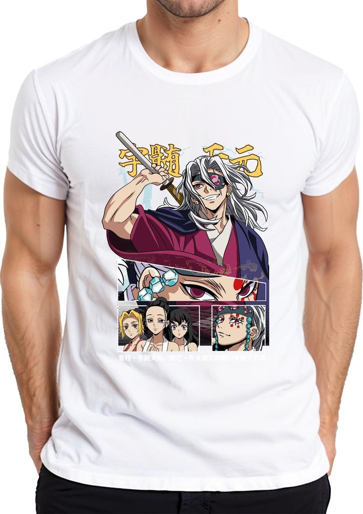 Kimetsu no Yaiba Tengen Uzui Sound Hashira Geschenk Herren T-Shirt, Weiß, S