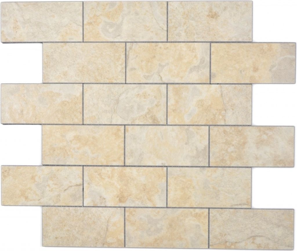 selbstklebende Vinyl Mosaik Steinoptik beige Carrara Optik Subway Mosaikfliese Wand Fliesenspiegel Küche Bad MOS200-4LB