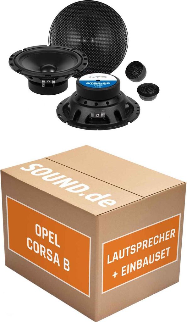 Lautsprecher Boxen Einbaupaket vorne Crunch GTS passend für Opel Corsa B | 2x Tief-Mitteltöner 2x Hochtöner 4x Frequenzweiche