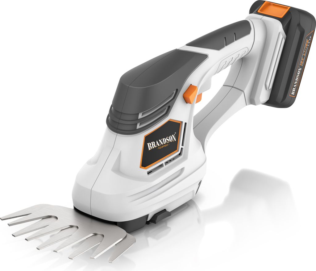 Brandson Akku Grasschere, Heckenschere, Strauchschere, 2in1 mit Grasmesser und Strauchmesser, inkl. Akku und Ladegerät, bis 1,3 m Arbeitshöhe