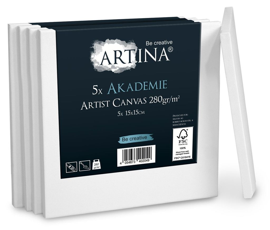 Artina, set de 5 lienzos entelados en bastidor, tamaño Imagen del producto 