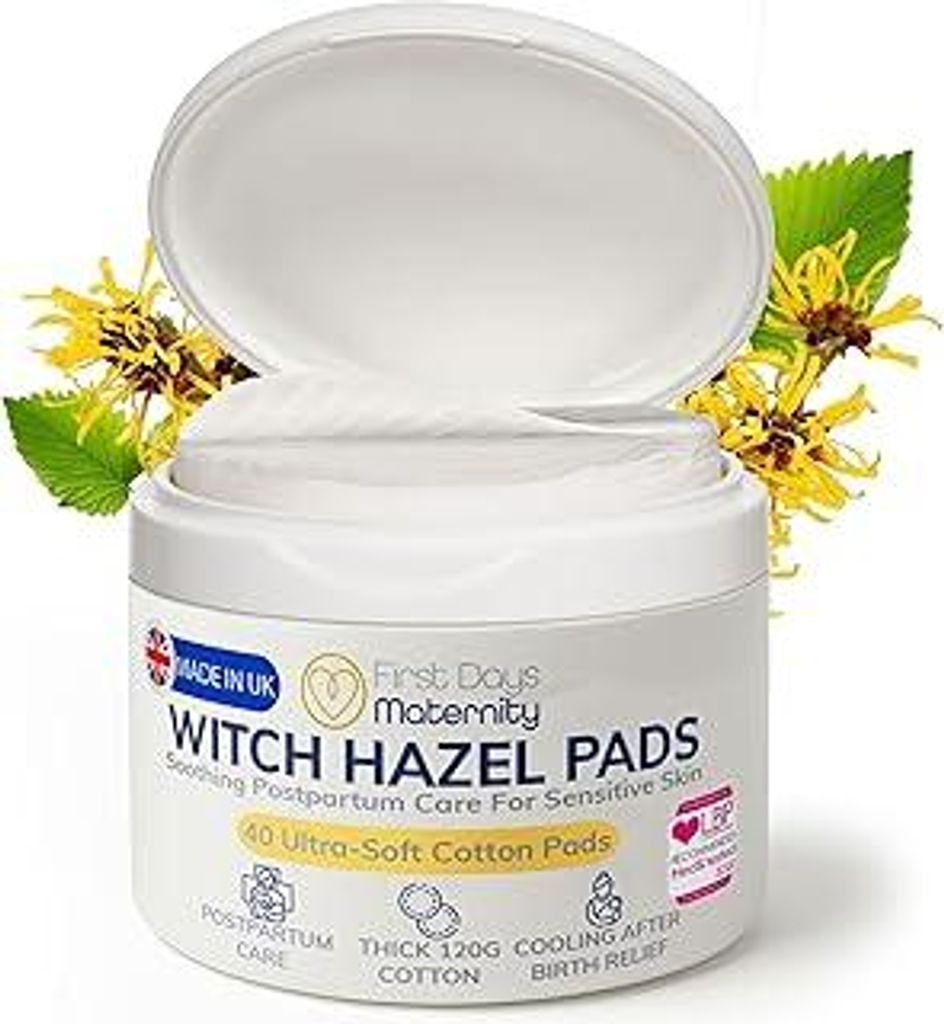 First Days Maternity - Wochenbett Zubehör Hamamelis Pads - Witch Hazel Postpartum Pads für Damm Unwohlsein - Dick, Saugfähig, Sanft zur Haut - P...
