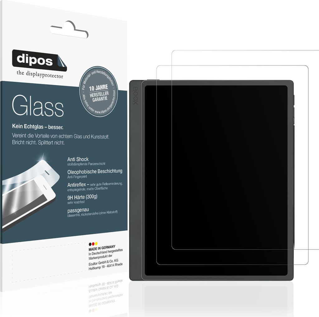 2x Schutzfolie für Onyx Boox Tab Ultra C Pro matt - Anti-Shock 9H Folie dipos Glass Kunststoffglas