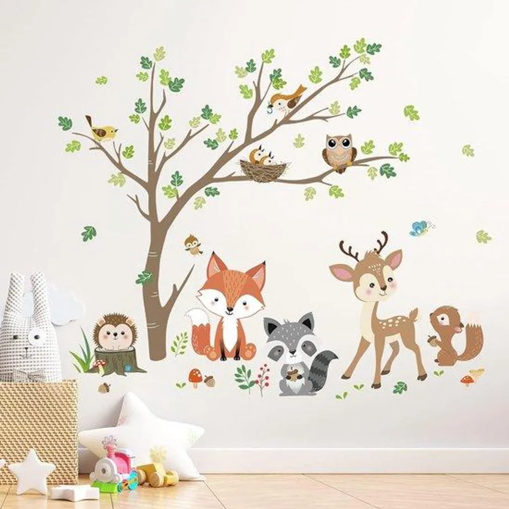 Déco chambre bébé forêt : stickers animaux muraux faciles à poser