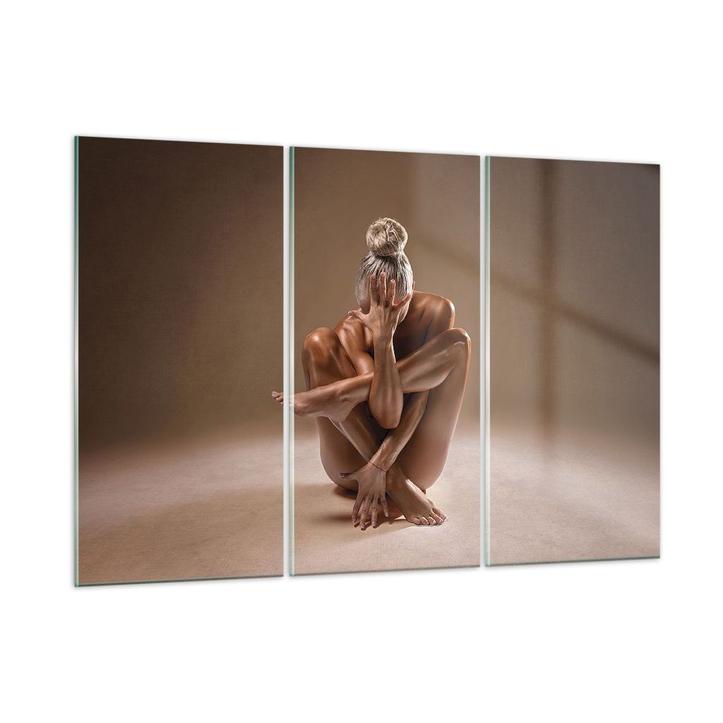 Bilder auf glas - 3 Teile - Nackt Frau Figur - 165x110cm - Glasbilder - Wandbilder - Bilder - zum Aufhängen bereit - Wanddekoration aus Glas - Gla...