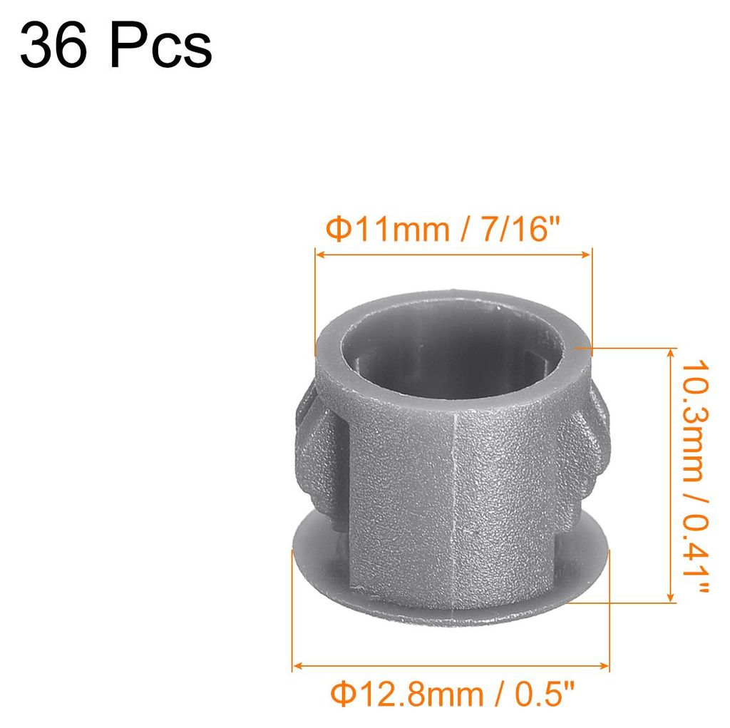 11mm (7/16") Kunststofflochstopfen, 36 Stš¹ck flache runde Einsteckbefestigungen zum Verschlie?en von M?beln, grau