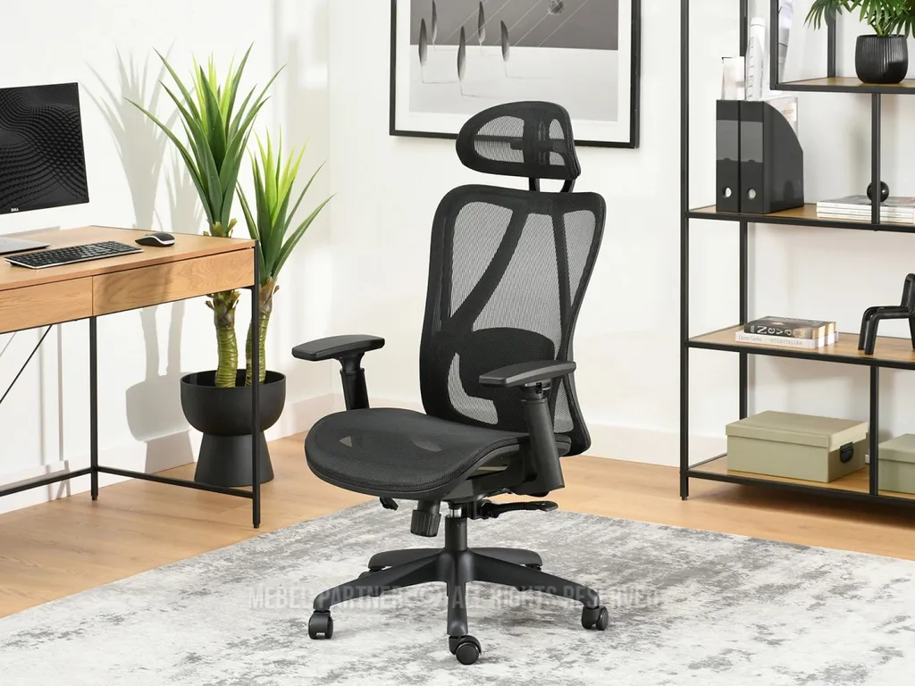 Chaise de bureau DELMY noir ergonomique - Siège confortable à roulettes - 2