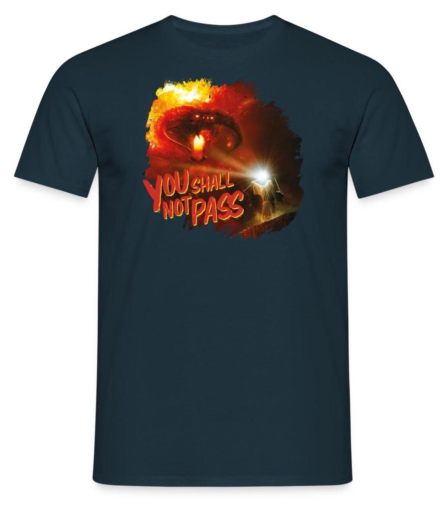 Spreadshirt Der Herr Der Ringe Gandalf Und Der Balrog Zitat Männer T-Shirt, L, Navy