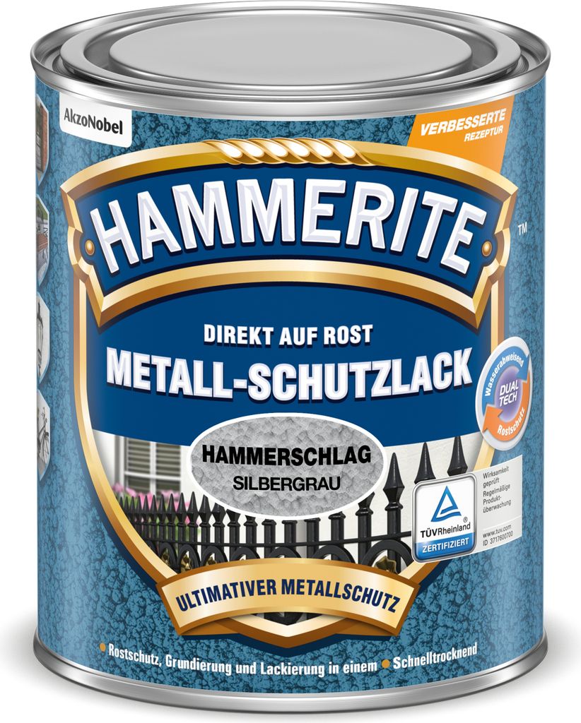 HAMMERITE Hammerschlaglack Effektlack Silbergrau 2,5 l Produktbild 