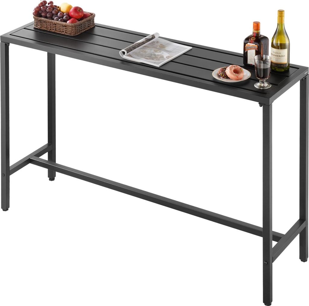 VEVOR Bartisch, 1400 x 375 x 980 mm, Bistrotisch, Stehtisch mit Metallgestell, rechteckige Esstische, Küchentisch, Tresentisch, Partytisch, Garten...