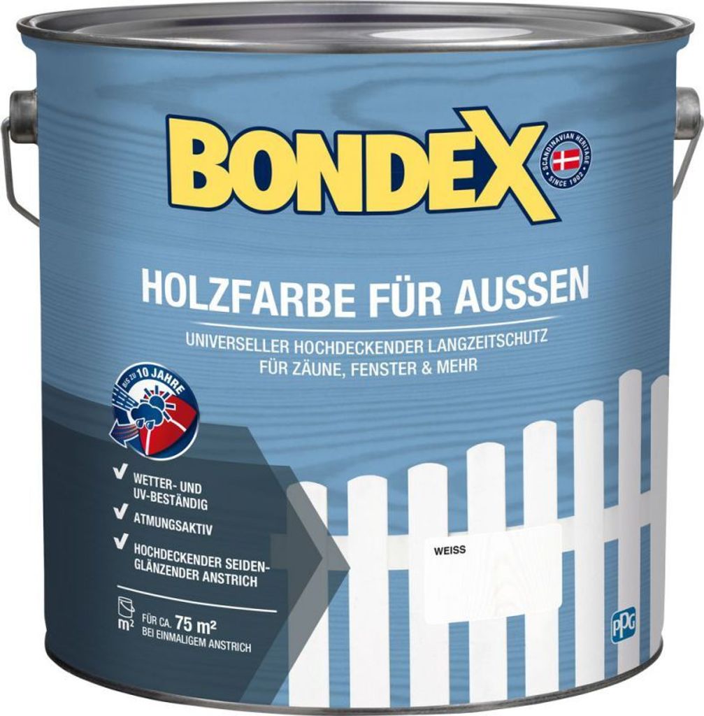 BONDEX HOLZFARBE FÜR AUSSEN Weiß 7,5 l - 446764 Produktbild 