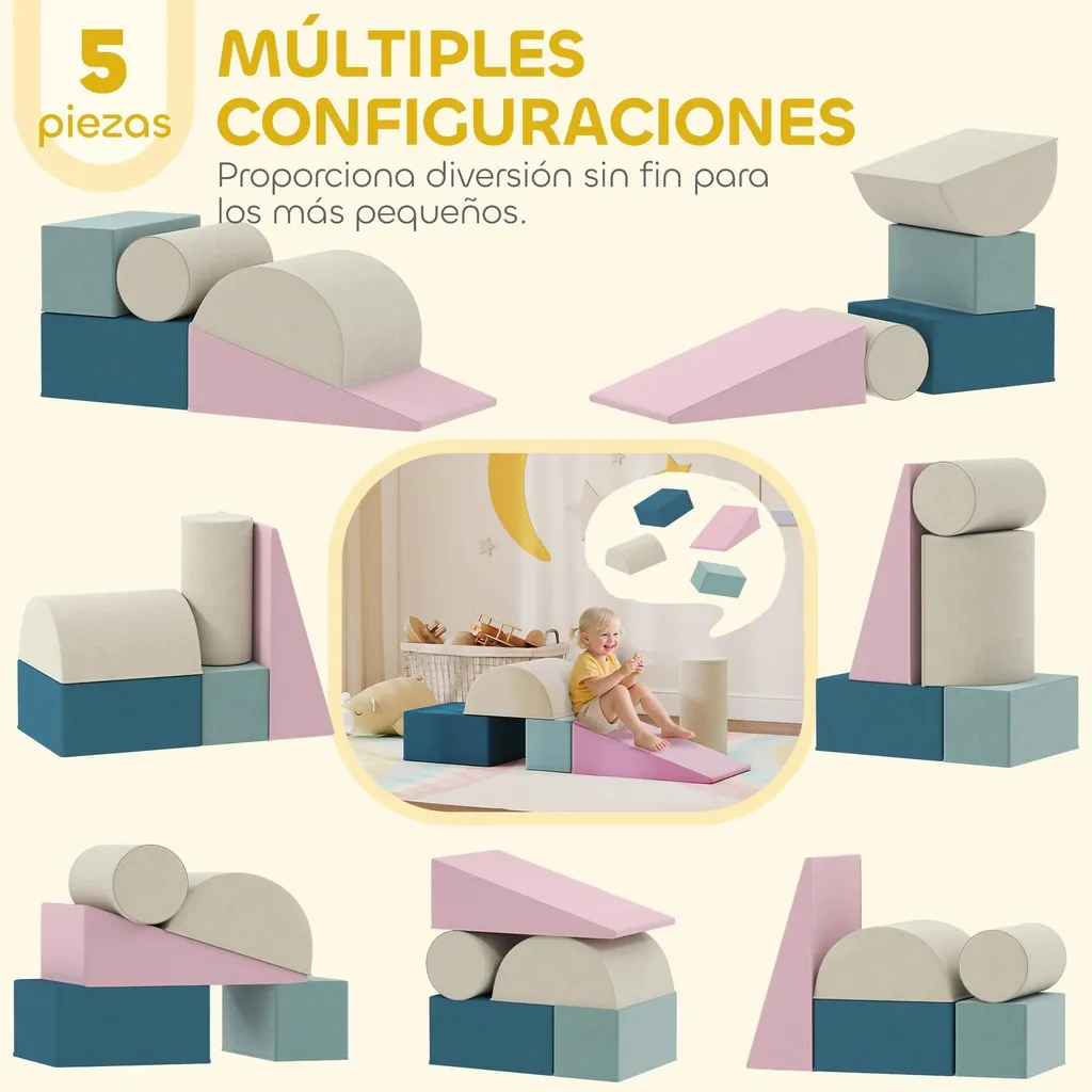 Blocs de construction en mousse enfant - Set de 5 pièces multicolores - 4