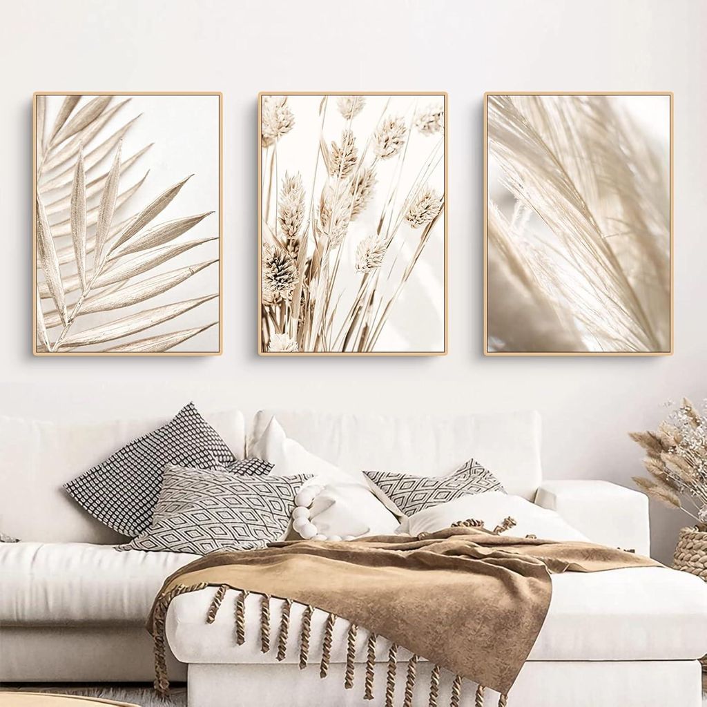 Trayosin 3szt Boho Pampas Grass Poster Set Nature Canvas Zdjęcie produktu 