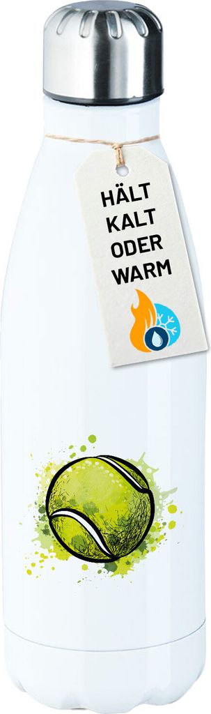 Huuraa Trinkflasche Tennisball Comic 500ml White Edelstahl Wasserflasche Trinkflasche Geschenkidee