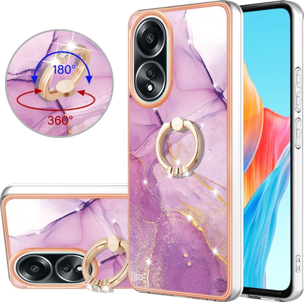 Hülle für Oppo A58 4G Muster TPU Silikon Stoßdämpfer Bumper Schutzhülle mit Ring Ständer Pink