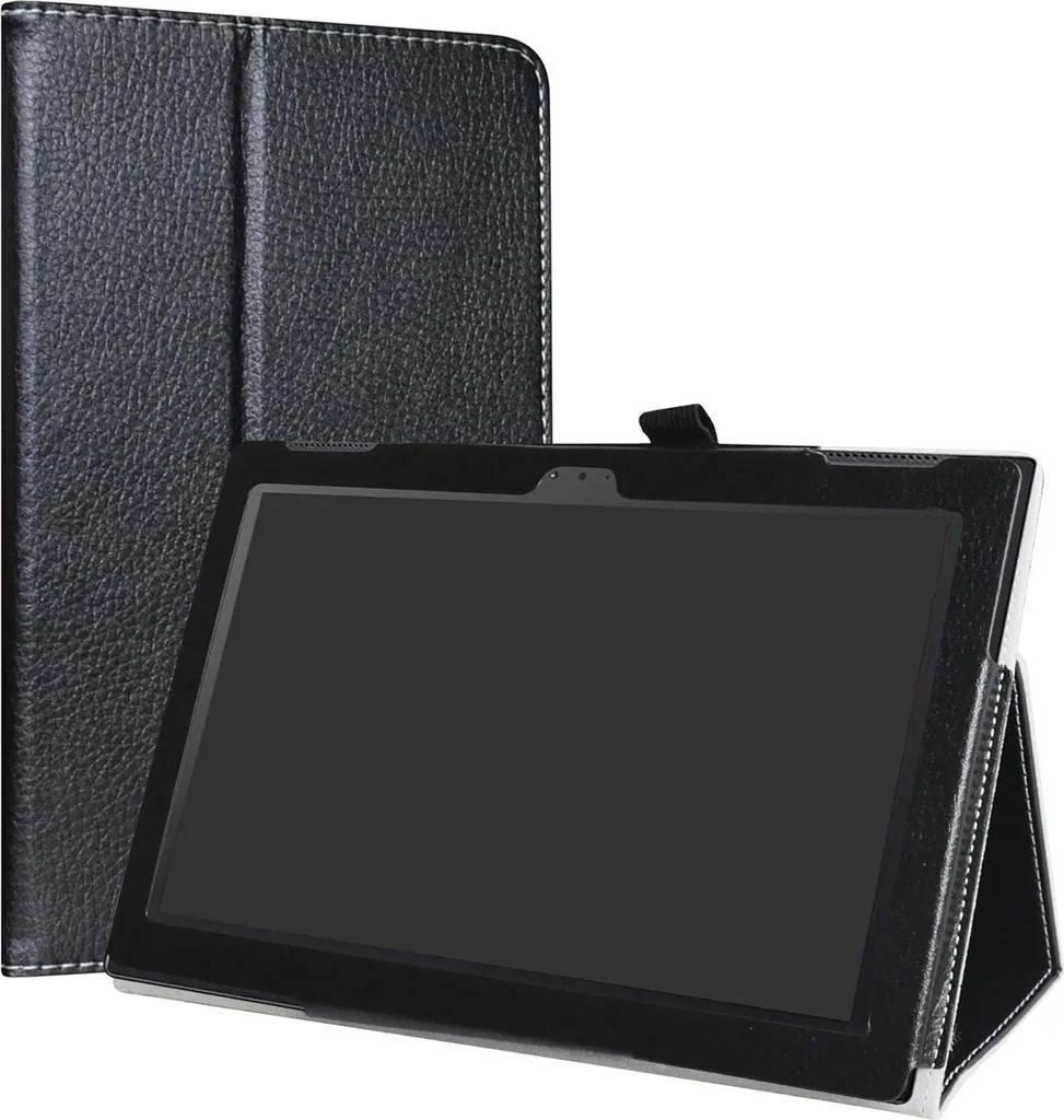 Custodia Slim Lenovo Tab 4 10 Cover Elegante Nera Effetto Cuoio