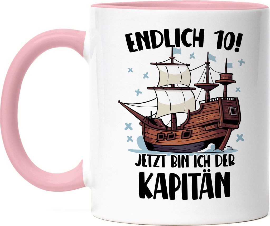 Geburtstag 10 Jahre Tasse Rosa 10 Jahre 10. Geburtstag Pirat Piraten Motto