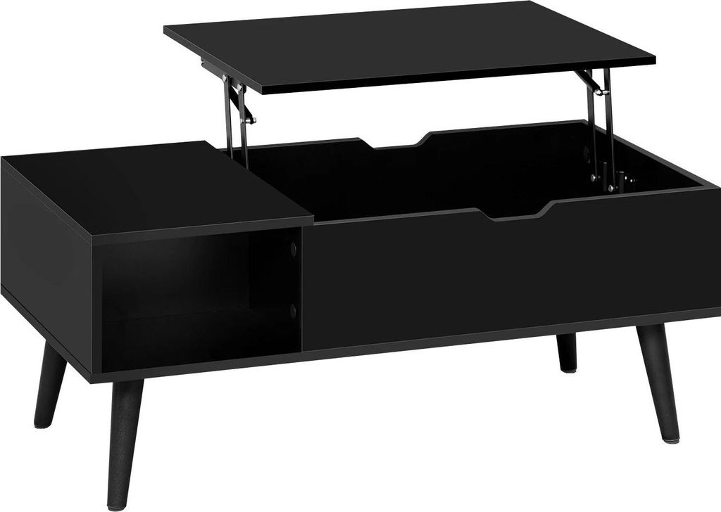 Couchtisch mit Hebeplatte - Wohnzimmertisch - Verstellbare Höhe 43–57 cm - Versteckter Stauraum - 100 x 50 cm - E1 Kiefernholz - Rechteckig - Sc...