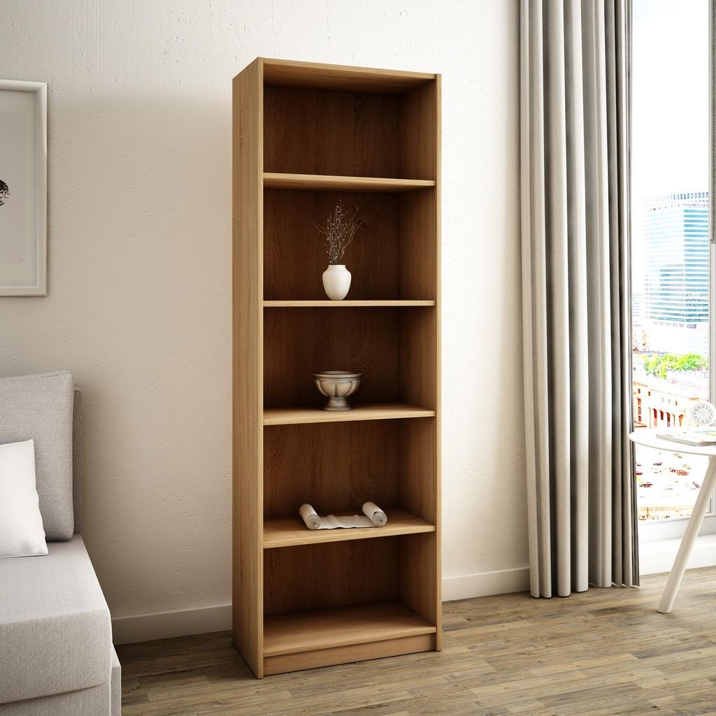 Bücherregal mit 5 Ebenen Regal in matter Ausführung 58 cm Produktbild 
