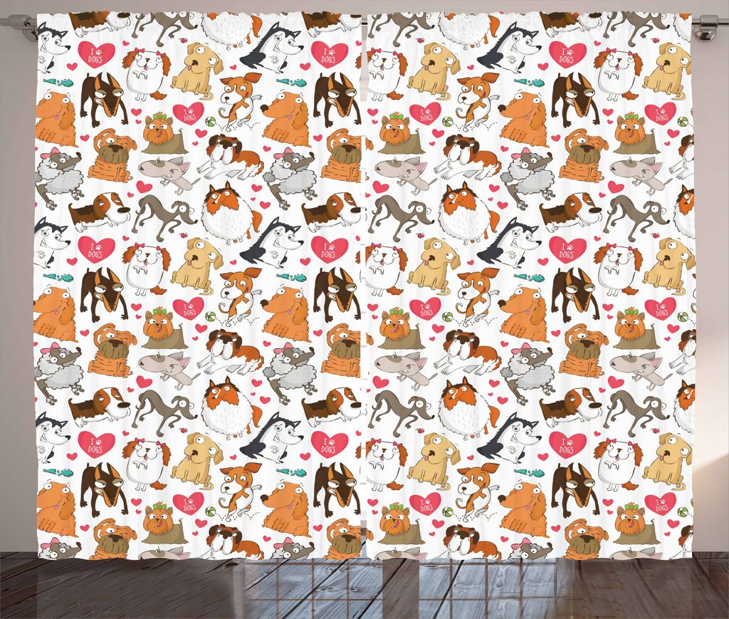 ABAKUHAUS Hundeliebhaber Rustikaler Vorhang, Bullterrier mit Doberman, Wohnzimmer Universalband Gardinen mit Schlaufen und Haken, 280 x 175 cm, Meh...