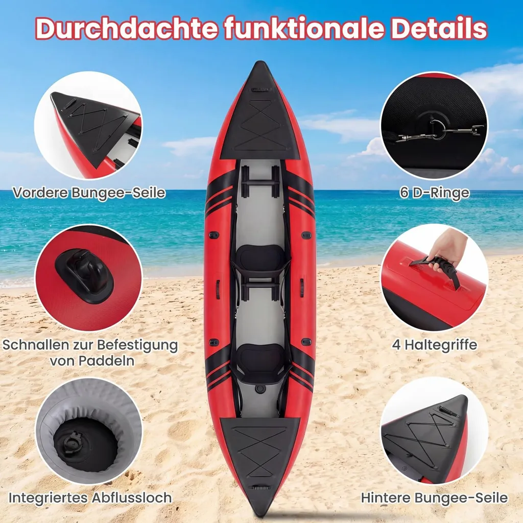 Kayak gonflable robuste et stable pour 2 personnes, pack complet prêt - 8