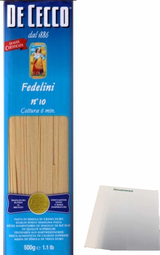 De Cecco Nudeln Fedelini n.10 (500g Packung) + usy Block