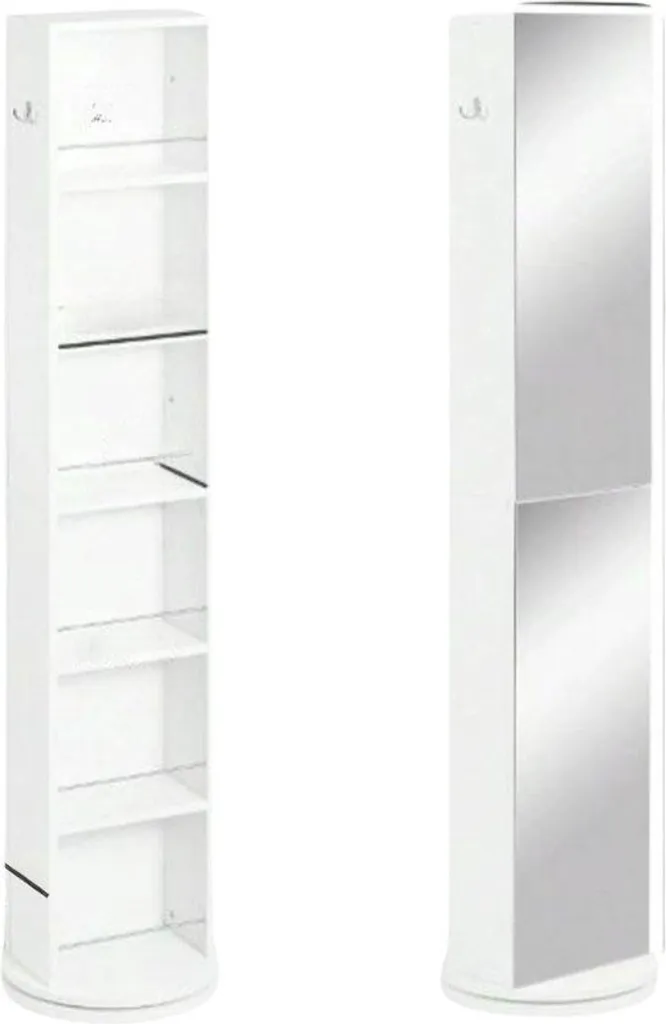 Vestiaire d'entrée avec miroir vertical meuble blanc gain de place MDF