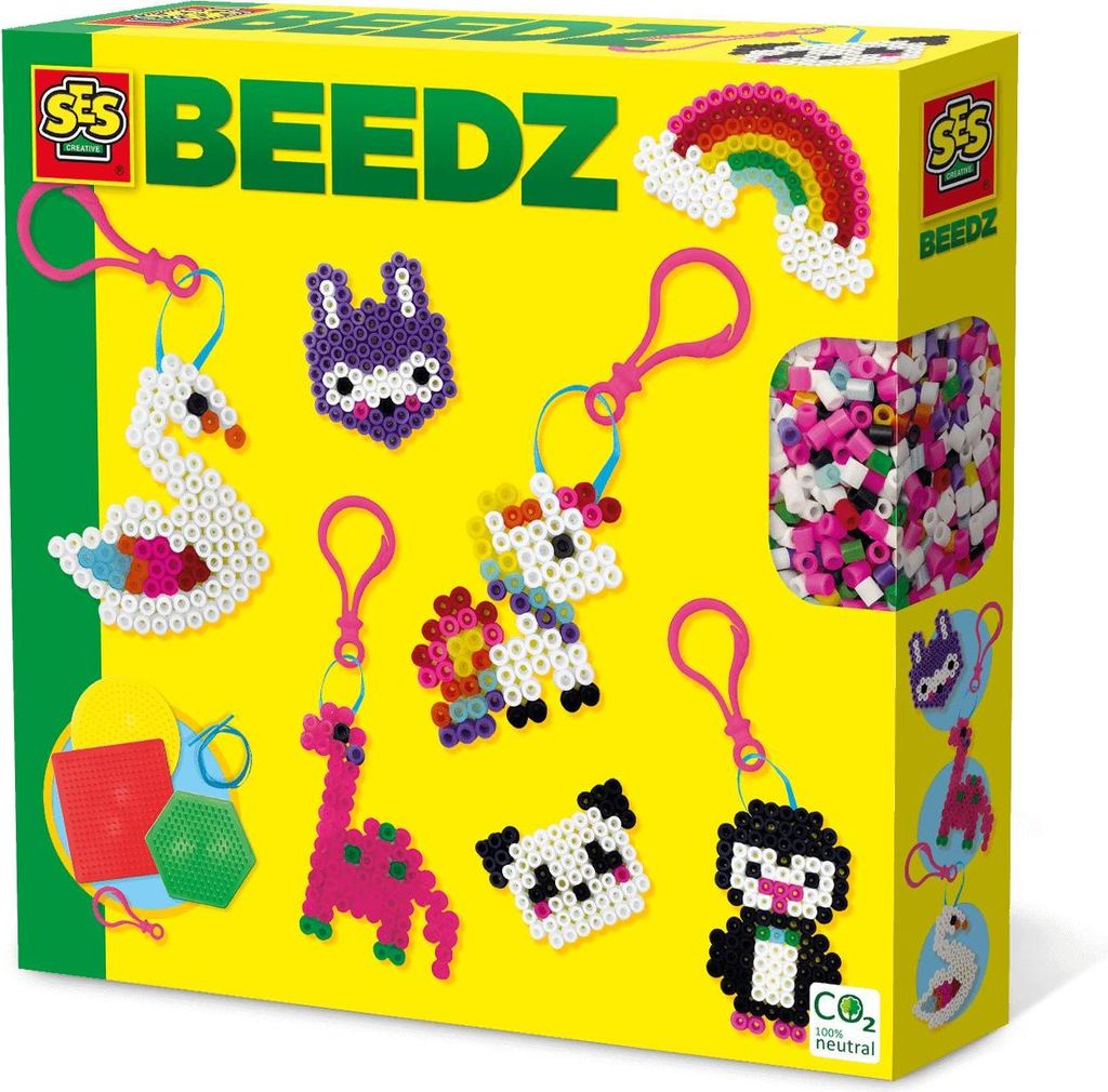 SES Creative Beedz Bügelperlenset Schlüsselanhänger, 1400 Stück(e), 5 Jahr(e), Junge/Mädchen, Kind, Mehrfarbig, 200 mm