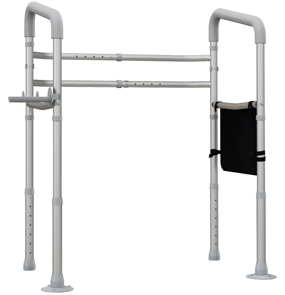 Cadre de sécurité WC gris réglable hauteur et largeur avec rangement